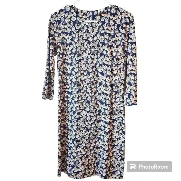 J. McLaughlin Dress Peacock Catalina Cloth Sophia 3/4 Shift Midi Sz Small 159236 - Picture 1 of 7